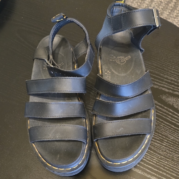 Dr. Martens Shoes - Dr. Martens Black Leather Strap Sandals